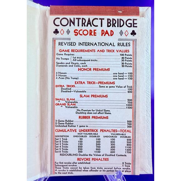 Vtg Bridge Score Pad MCM 1950s Henriette British War Relief Society Contract - Picture 4 of 9